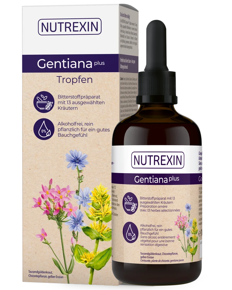 NUTREXIN Gentiana Plus Tropfen mit 13 ausgewählten Kräutern ohne Alkohol 100 ml